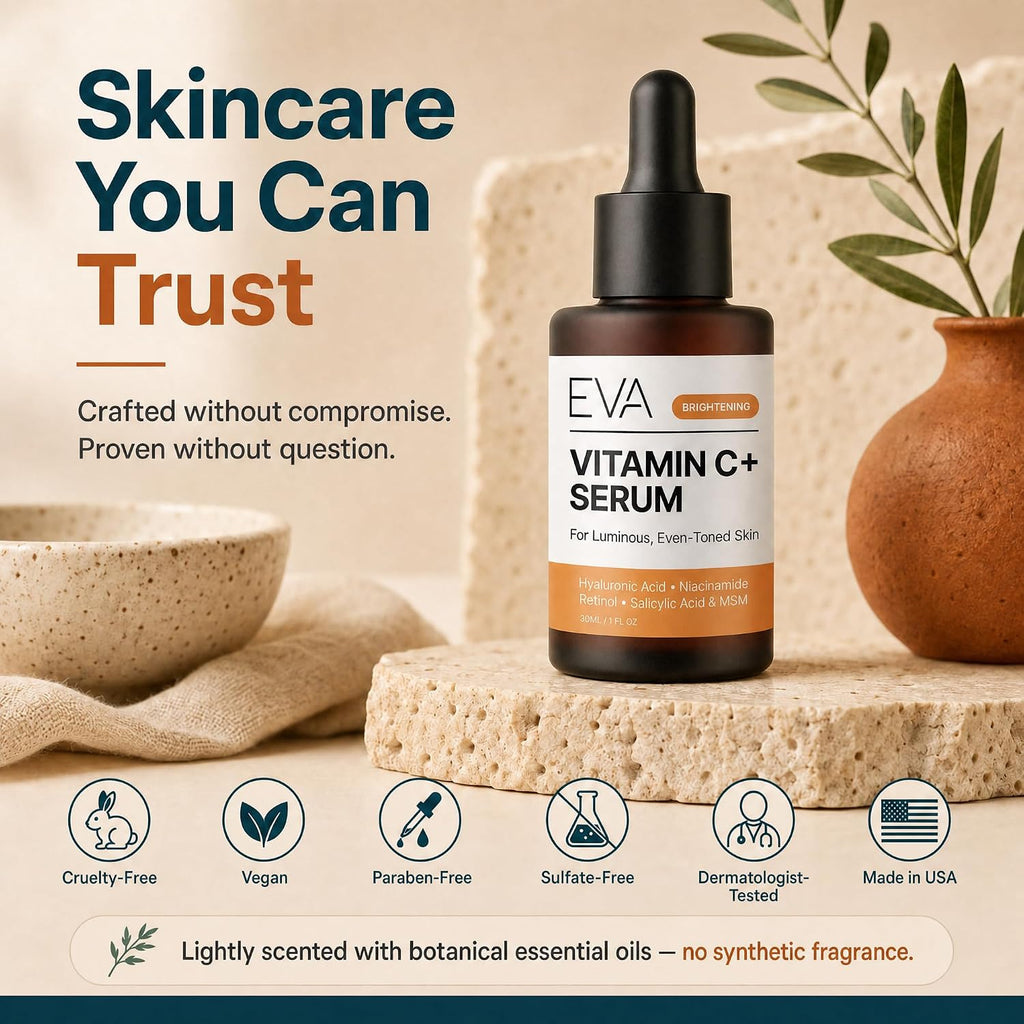 Eva Naturals Vitamin C Serum for Face – Anti Aging Dark Spot Remover & Corrector with Retinol. Hyaluronic Acid. Niacinamide & Salicylic Acid