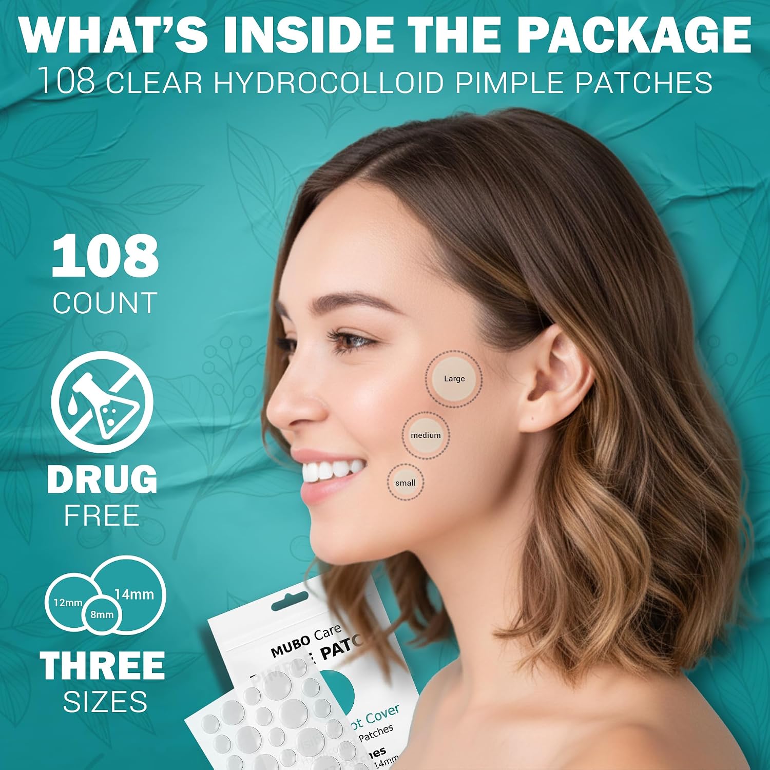Mubo Care Pimple Patch – Hydrocolloid Acne Dots for Face. Invisible and Waterproof Blemish Spot Treatment – Fast Healing Pimple Stickers for All Skin Types