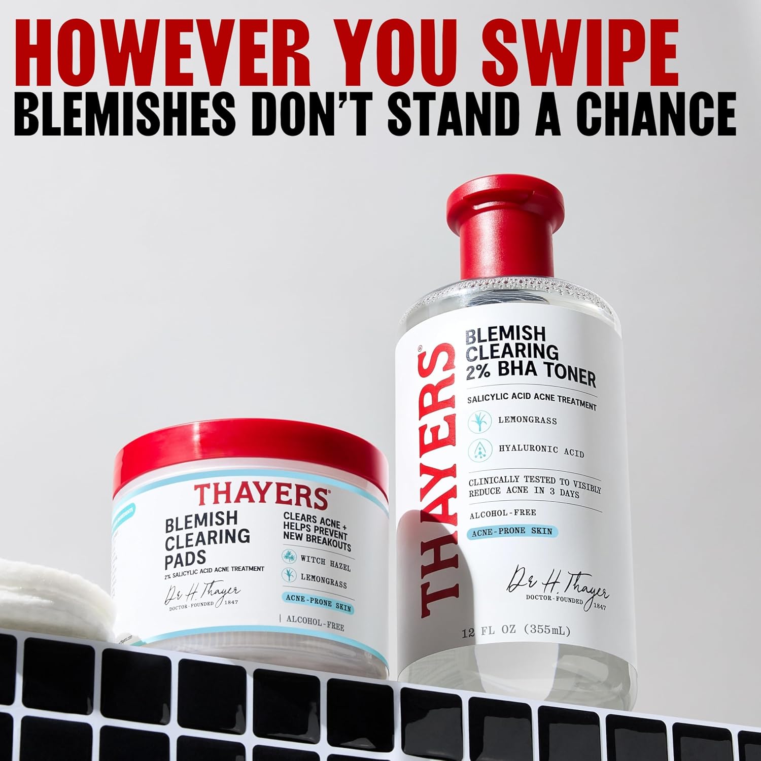 Thayers Blemish Clearing Acne Pads. Salicylic Acid Acne Treatment for Face. Pore Reducing. Exfoliating. and Soothing Skincare. Witch Hazel Toner Pads. 60 Ct